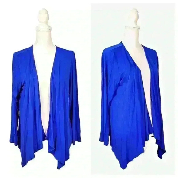 CAROLE HOCMAN Womans Heavenly Soft ROYAL BLUE Cardigan Open PETITE size PL Lg - Picture 1 of 8